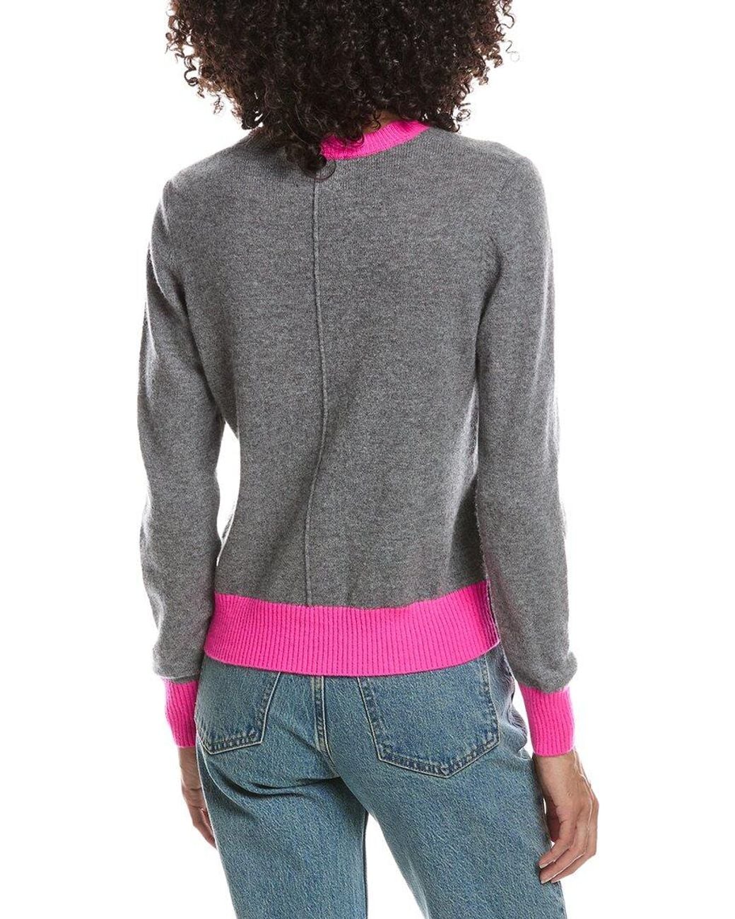 Brodie Cashmere Gray Color Pop Maya 100% Cashmere Sweater