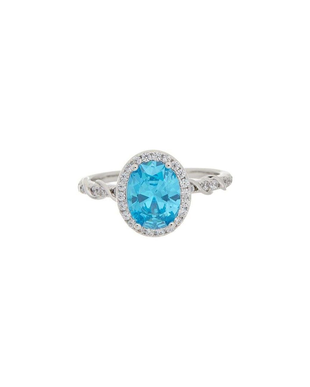 Juvell Blue 18K Plated Topaz Cz Ring