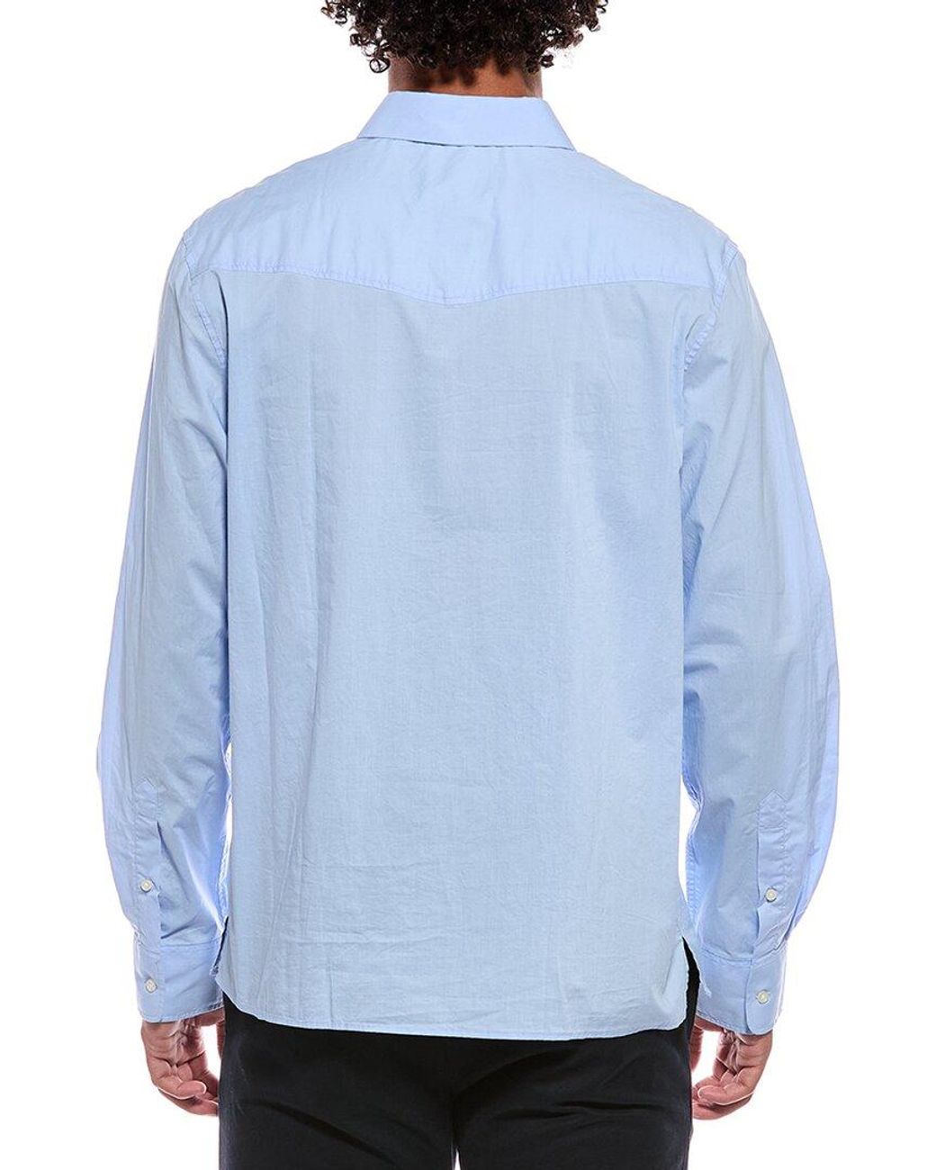 Officine Generale Blue Poplin Shirt for men