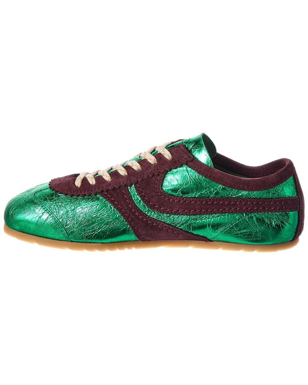 Dries Van Noten Green Leather & Suede Sneaker