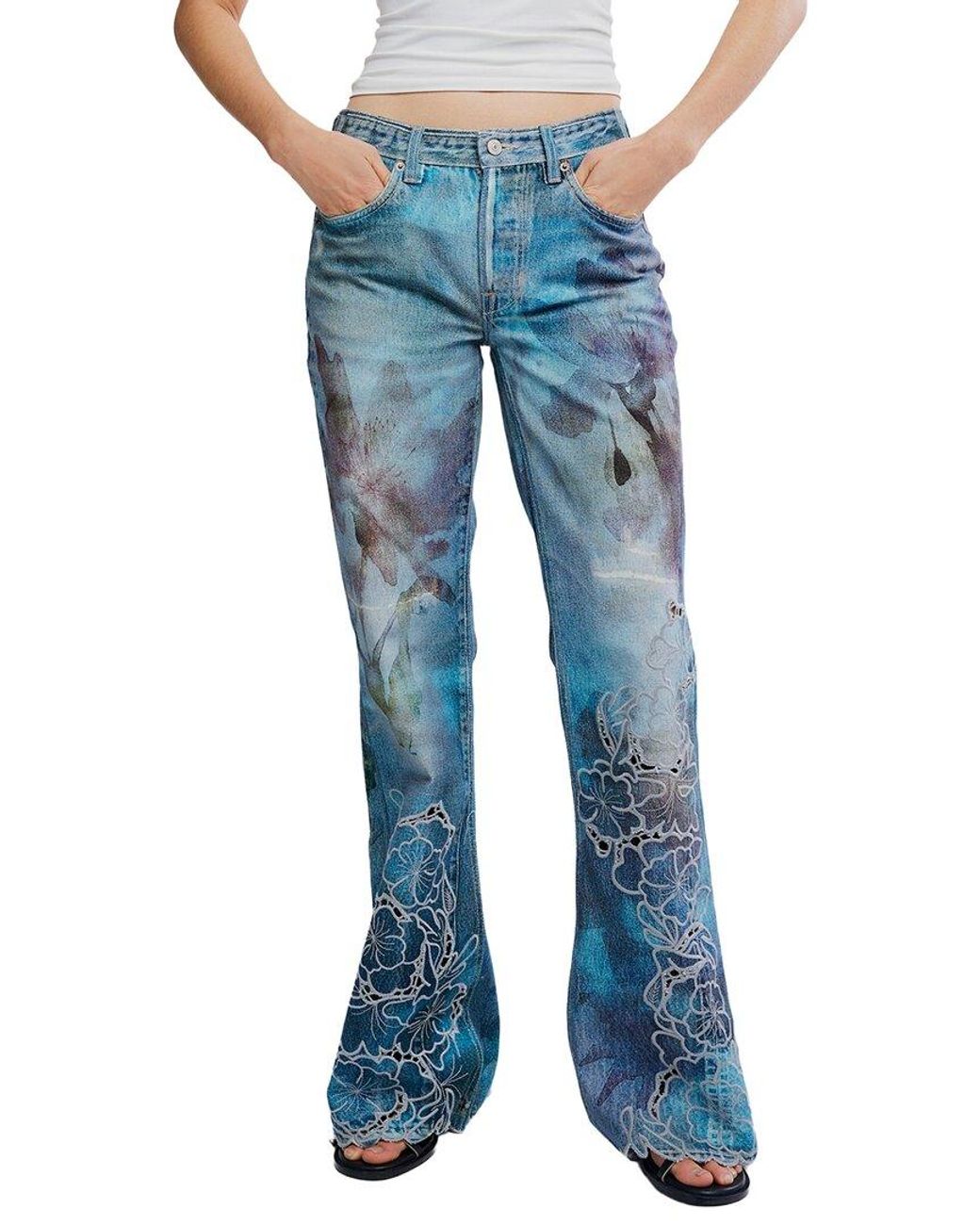 Free People Blue West Coast Illusions & Straight Leg Jean