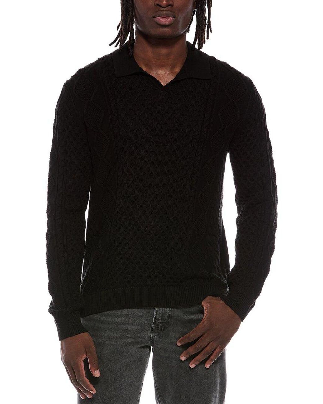John Varvatos Black Haynes Johnny Collar Sweater for men