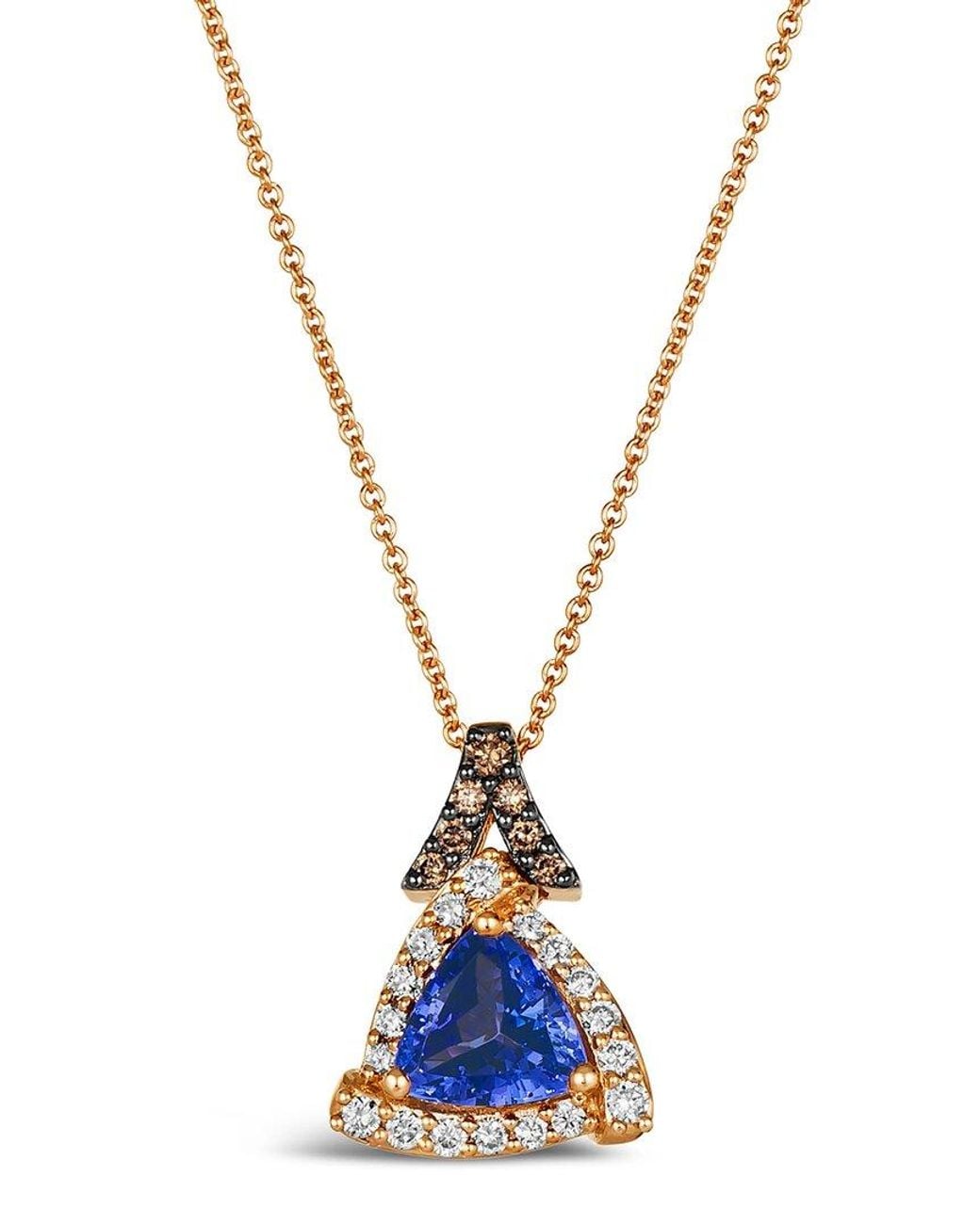 Le Vian Metallic Le Vian 14k Rose Gold 1.32 Ct. Tw. Diamond & Tanzanite Pendant Necklace