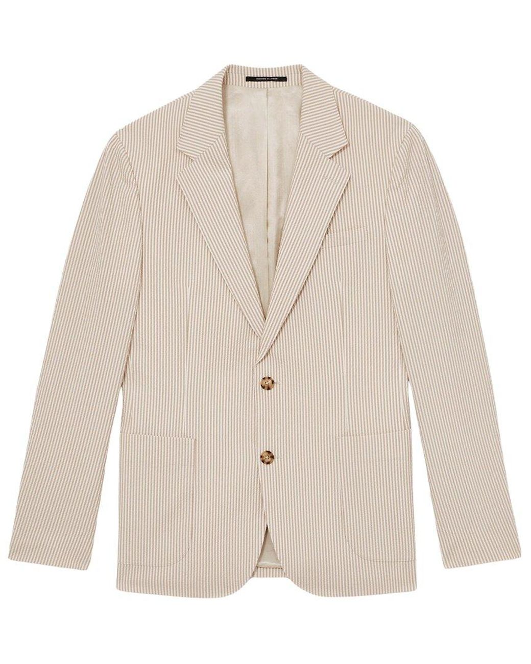 Reiss Natural Bay Notch Seersucker Blazer for men