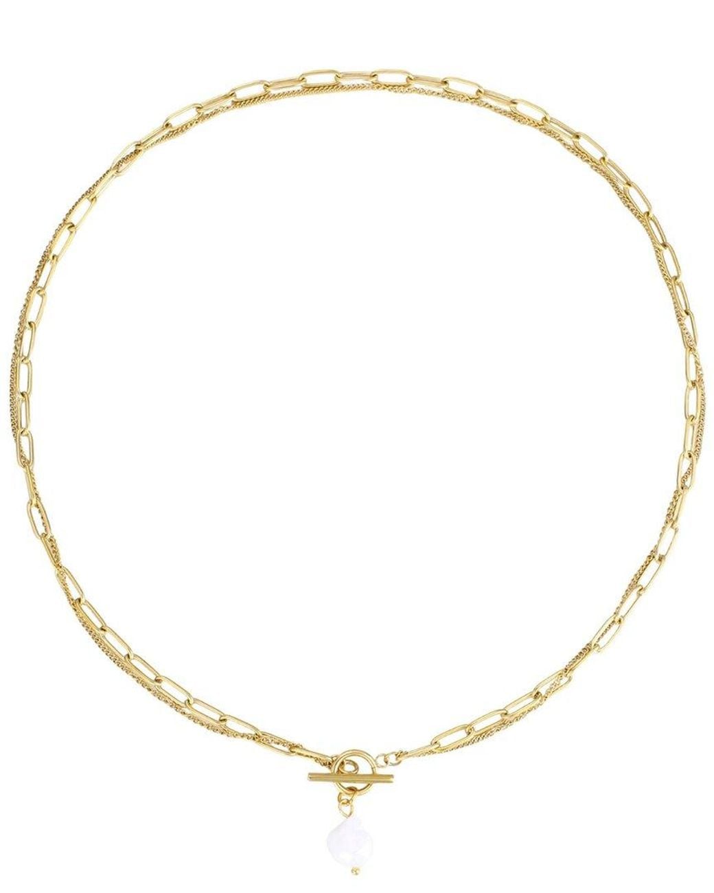 Adornia Metallic 18K Plated Stainless Steel 9Mm Pearl Toggle Necklace