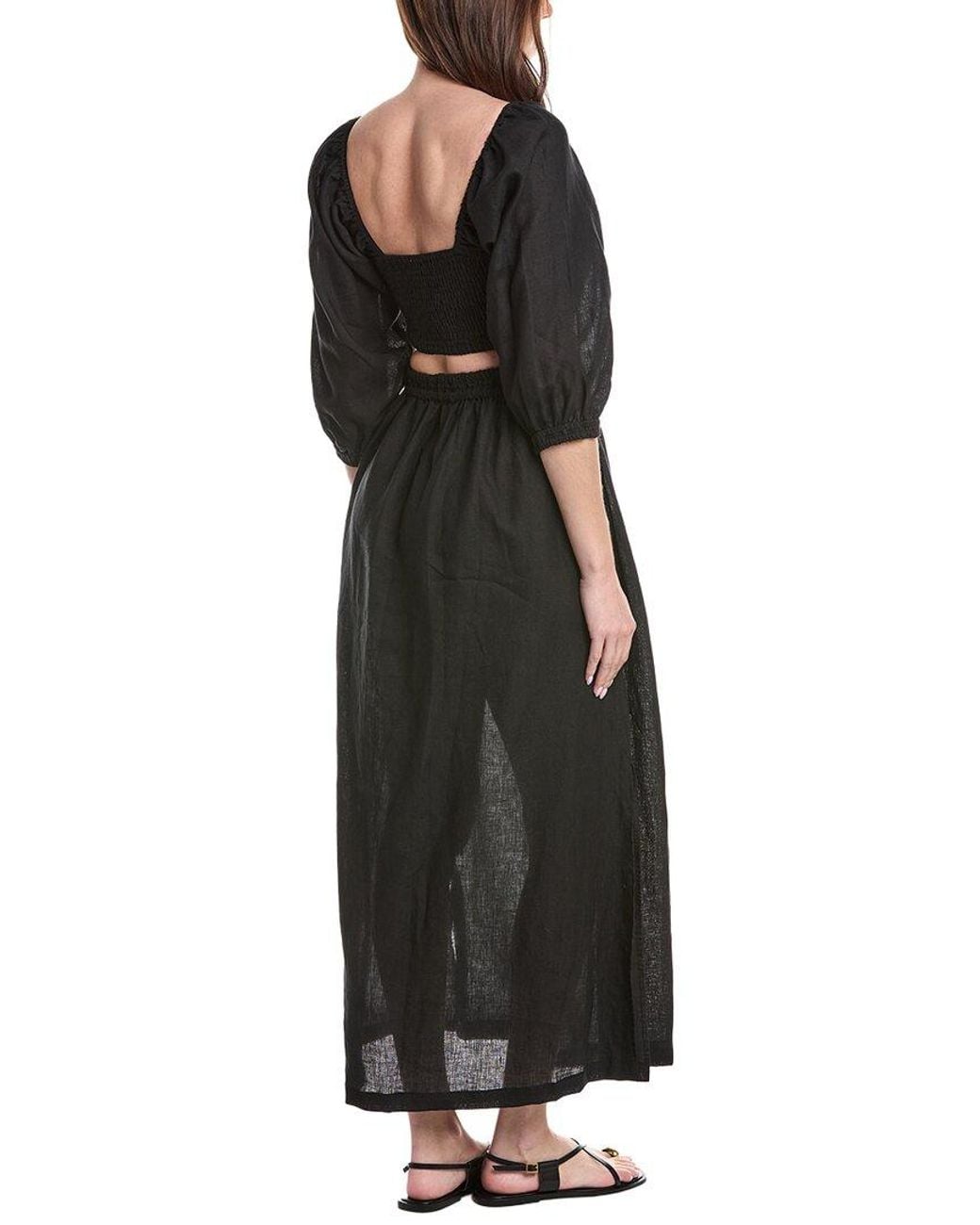 Vitamin A Black Cierra Cut Out Linen Maxi Dress
