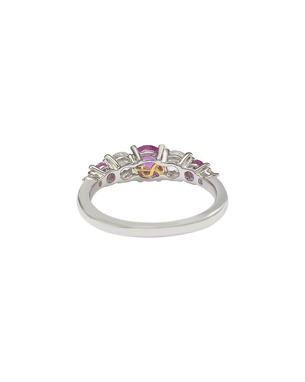Suzy Levian White Silver Diamond & Sapphire Half-eternity Ring
