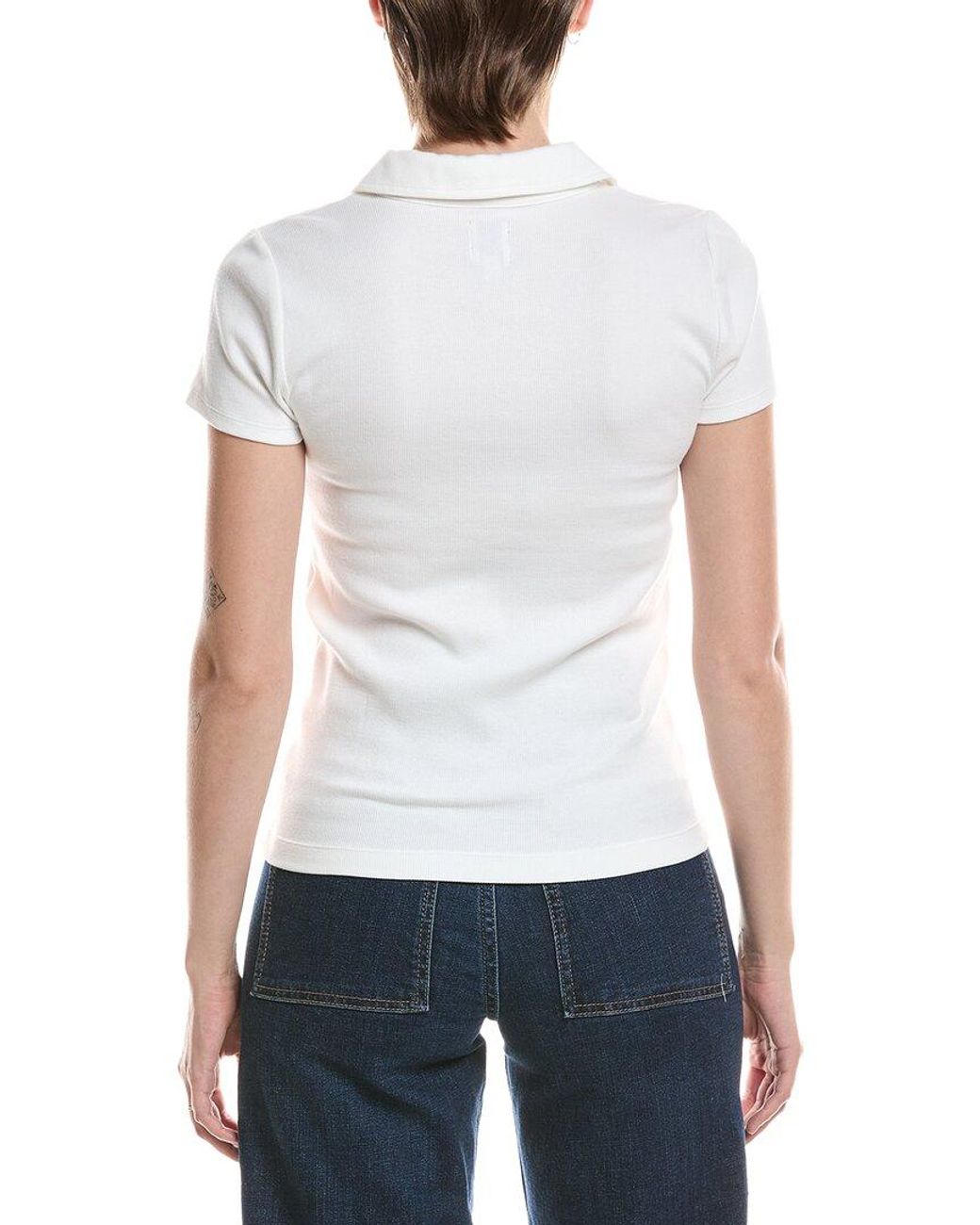 NIC+ZOE Blue Perfect Knit Rib Short Sleeve Polo