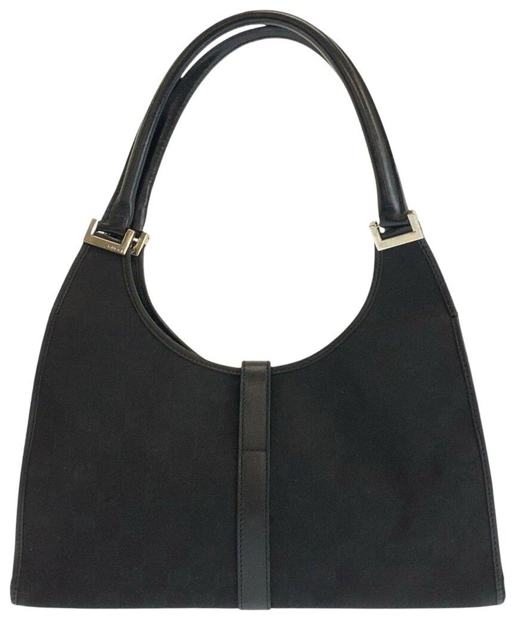Gucci Black Gg Canvas & Leather Jackie Handbag (authentic Pre-loved)