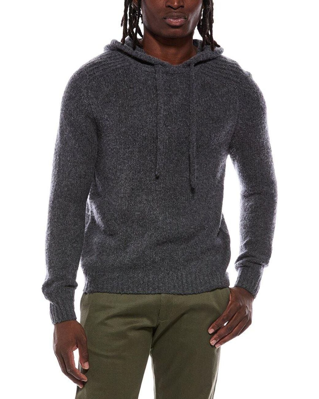Autumn Cashmere Gray Shaker Yoke Cashmere & Wool-Blend Hoodie for men