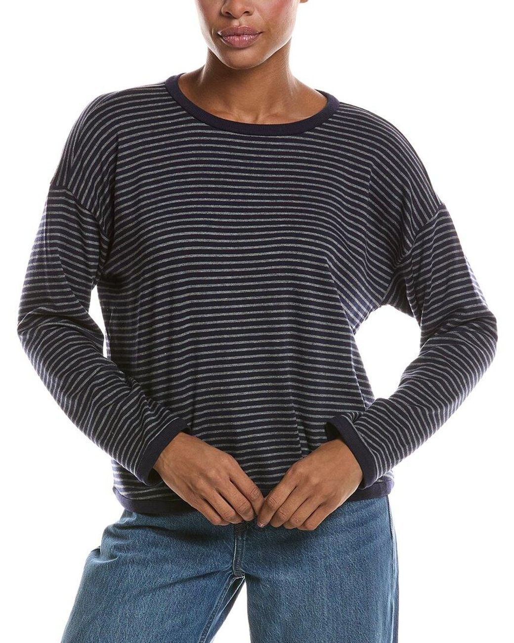 Eileen Fisher Blue Round Neck Box Top