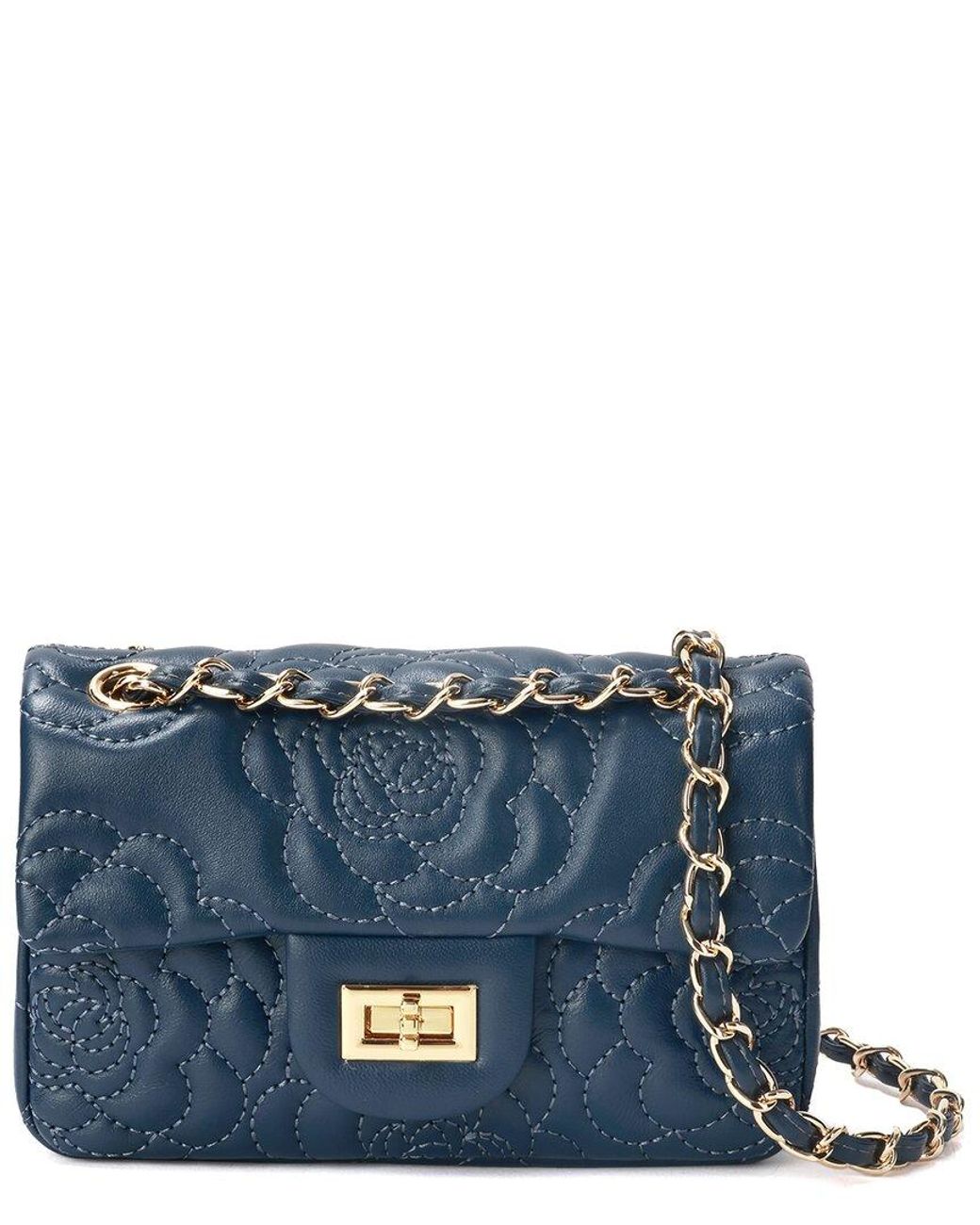 Tiffany & Fred Paris Blue Top-Grain Quilted Crossbody/Shoulder Bag