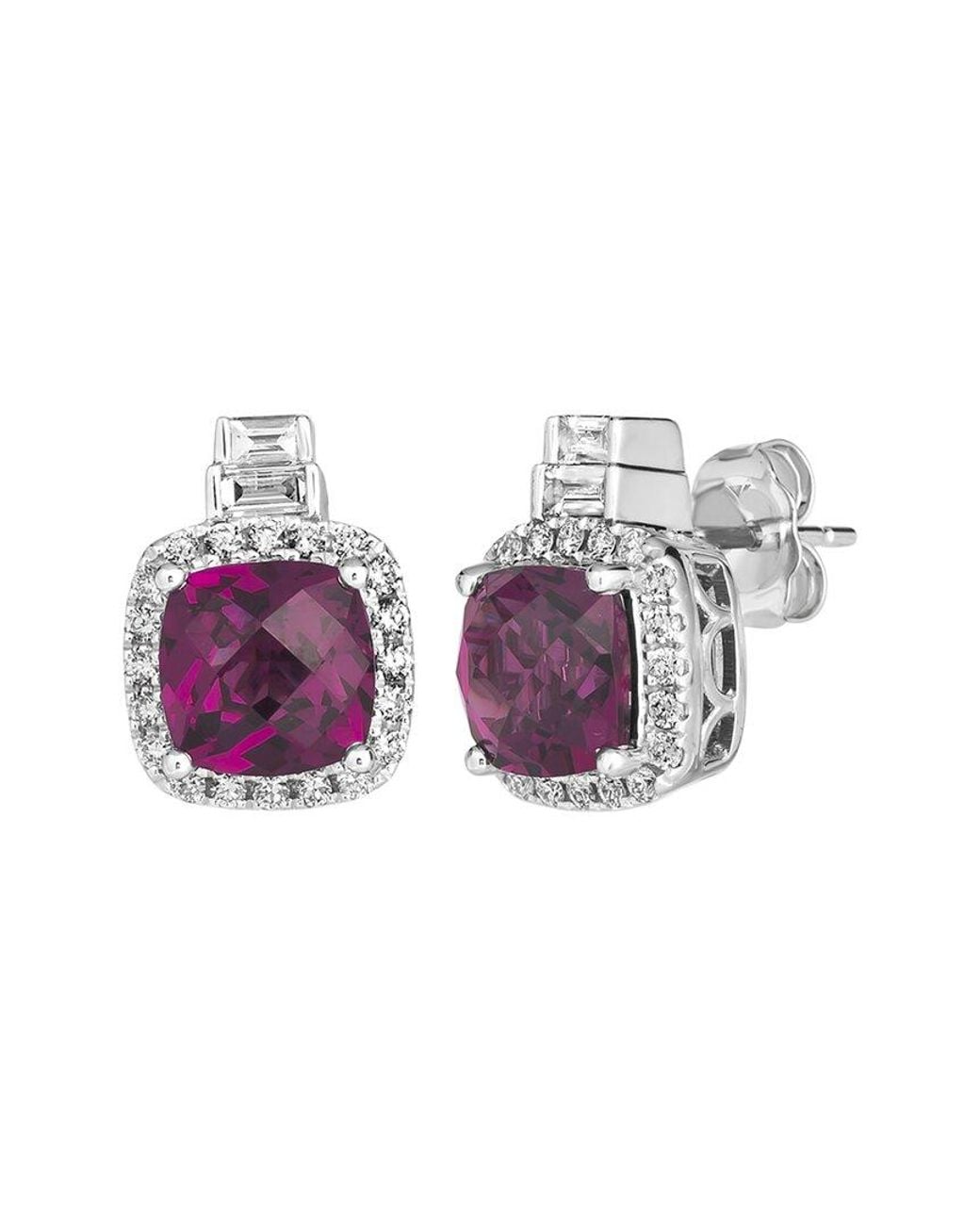 Le Vian Multicolor Semi Precious 14K 3.94 Ct. Tw. Diamond & Rhodolite Stud Earrings