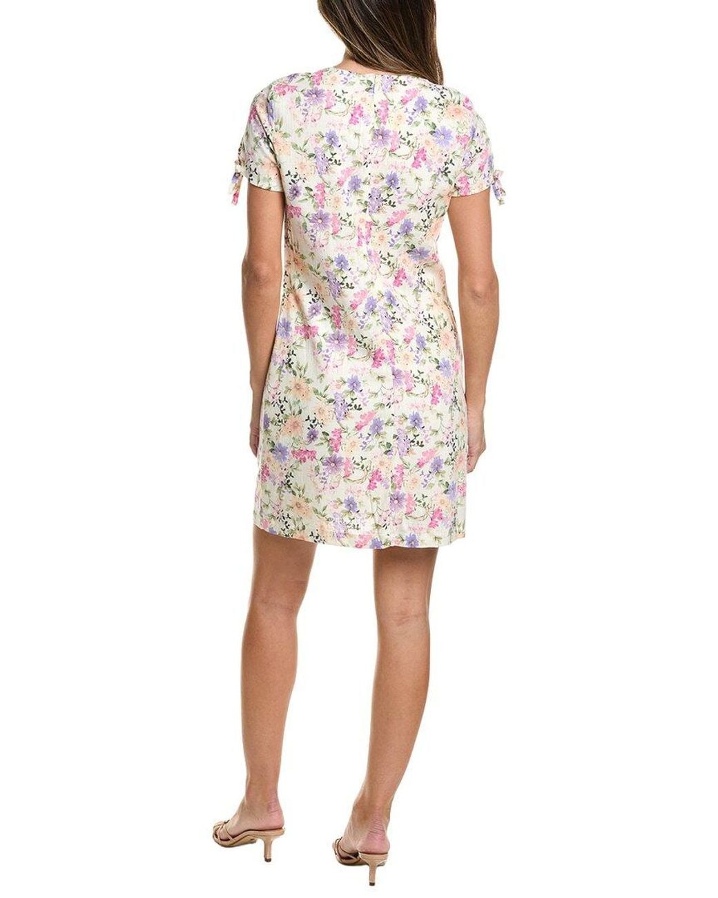 Cece White Bow Detail Keyhole Linen-Blend Mini Dress