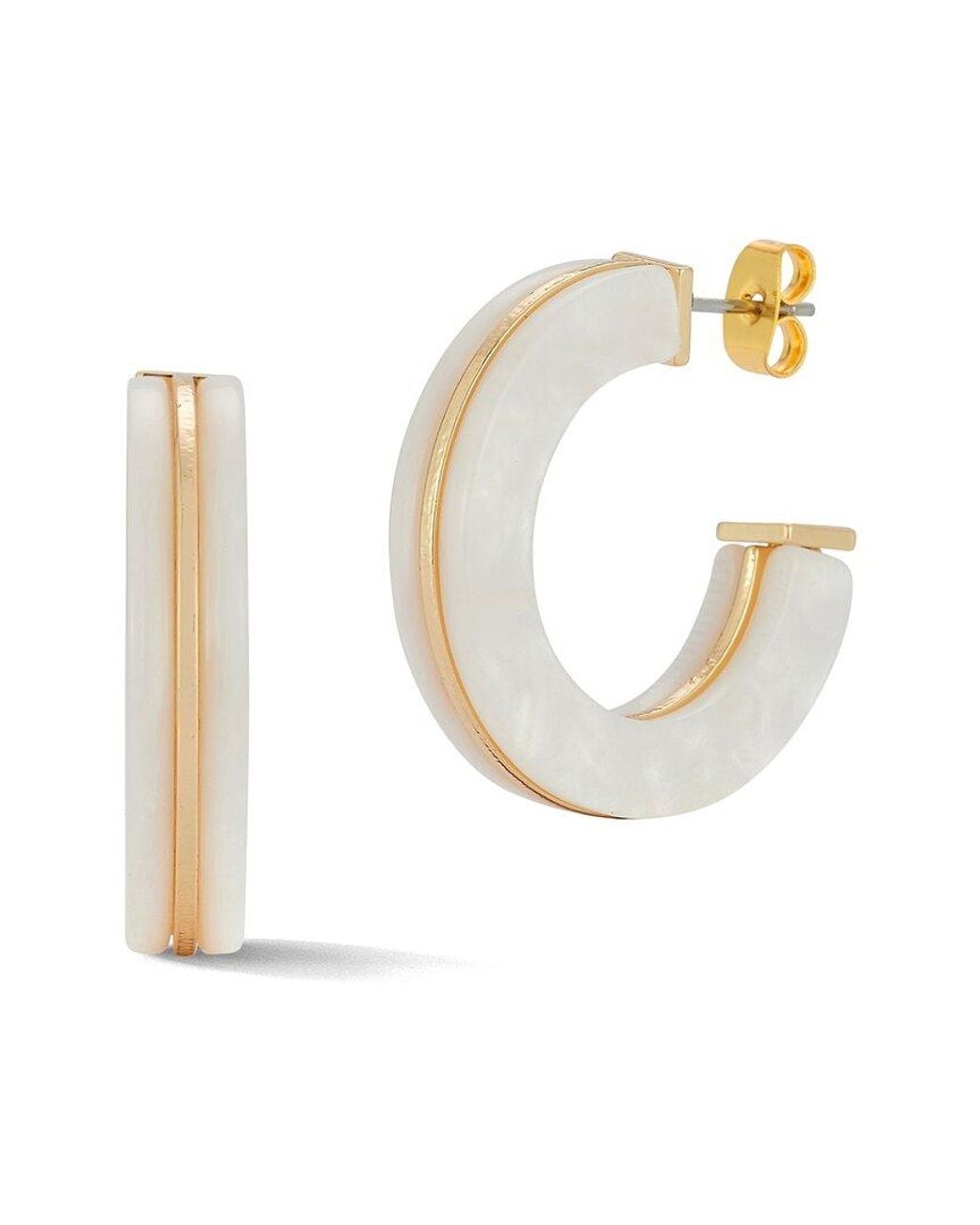 Glaze Jewelry White Plated Resin Hoop Earrings