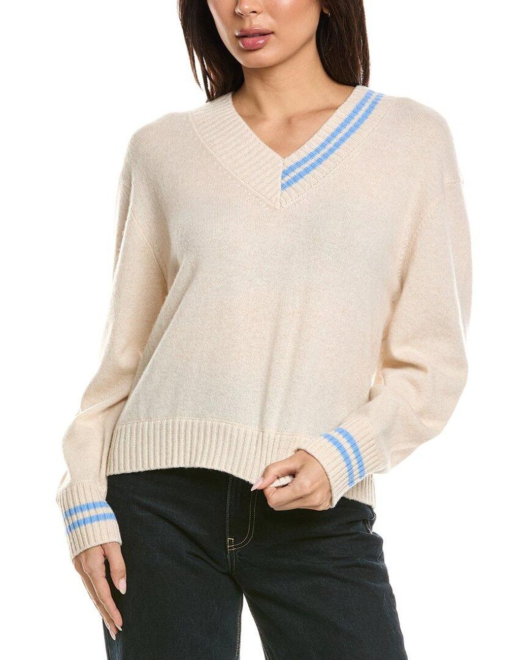 Brodie Cashmere Natural J'Adore La Mer V-Neck 100% Cashmere Sweater