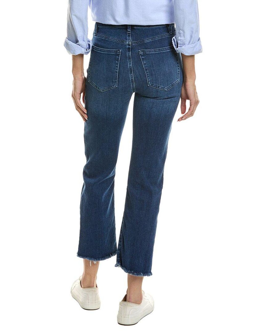 FRAME Blue Frame Le Sleek Thunderstorm Raw Fray Straight Crop Jean
