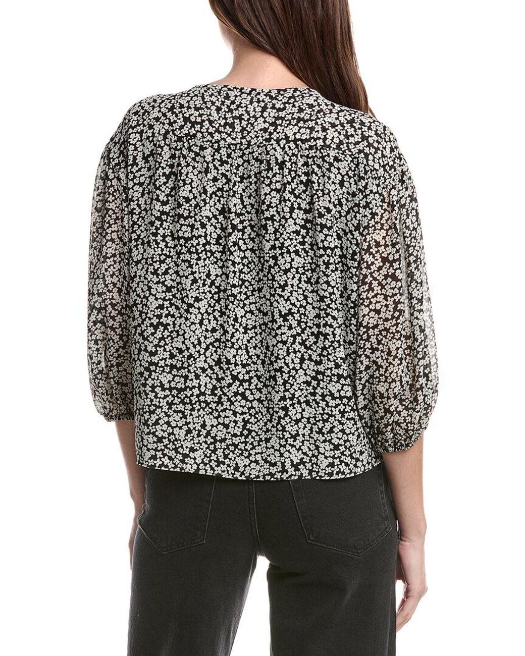 1.STATE Gray Puff Sleeve Blouse