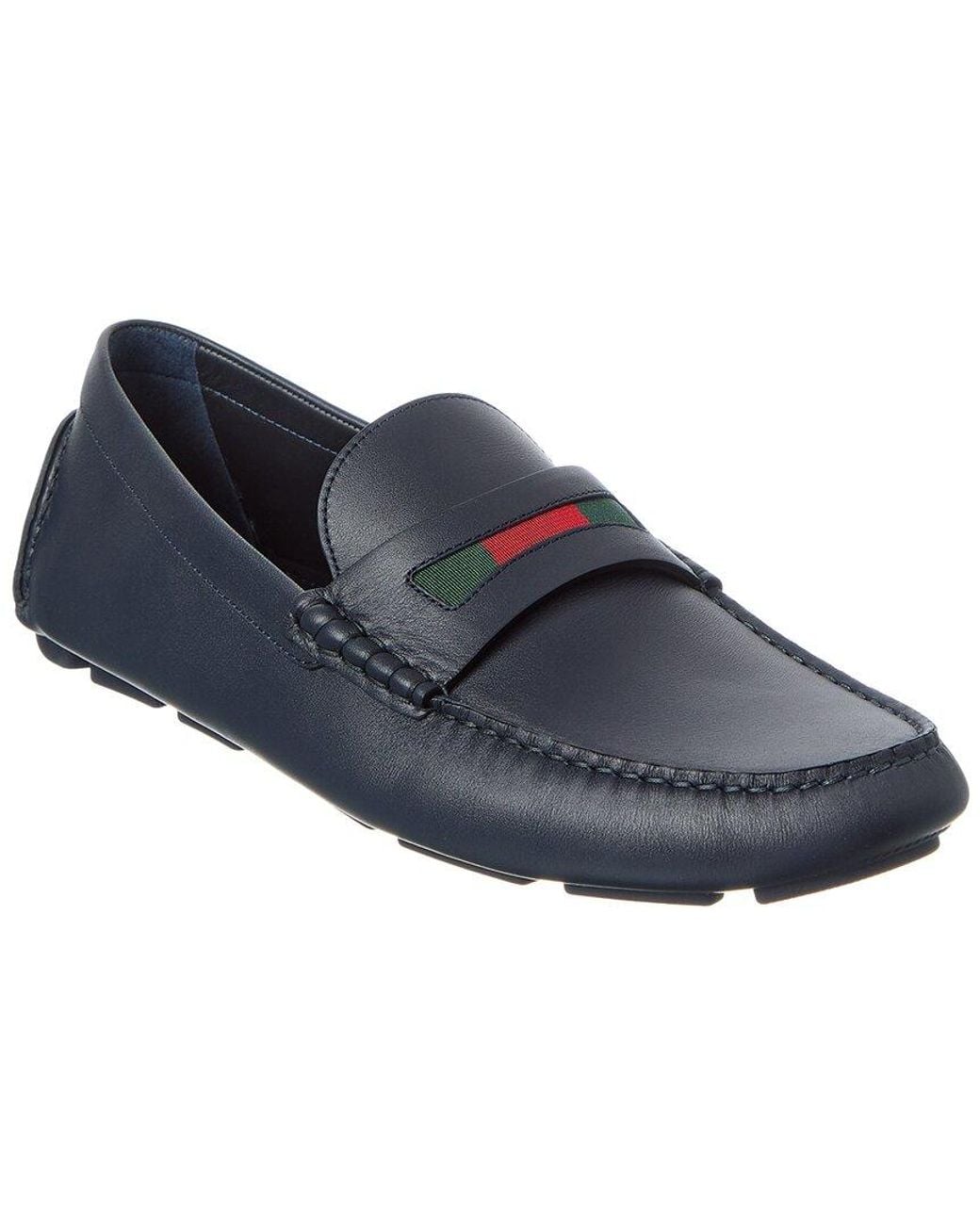Gucci Blue Gg Logo Leather Loafer for men