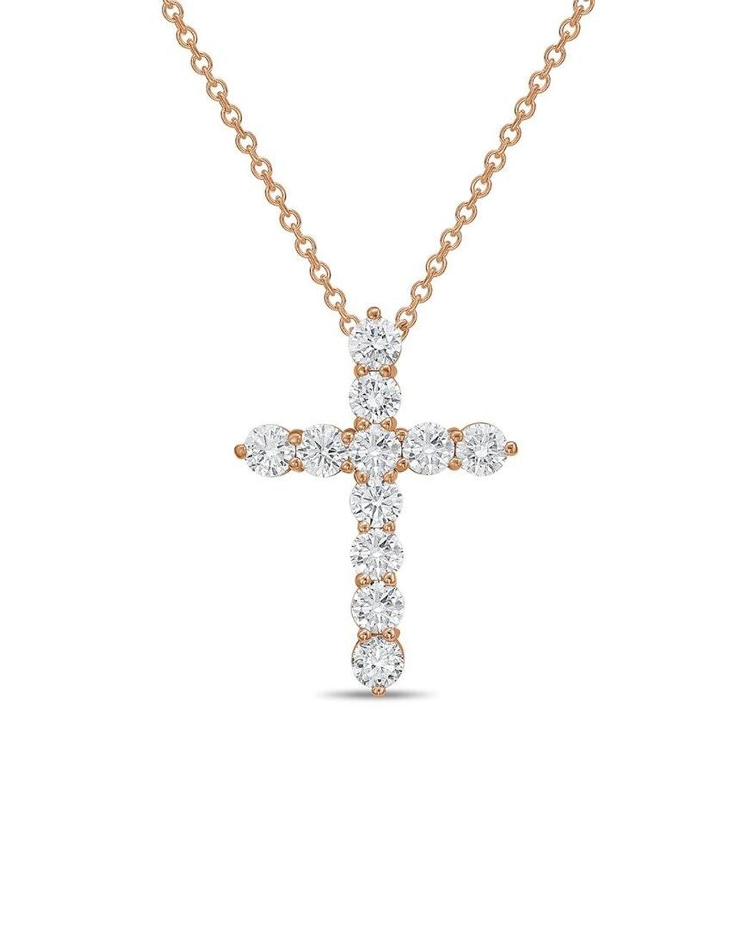 Diana M White Diana M. 14K Rose 3.00 Ct. Tw. Lab-Grown Diamond Cross Pendant