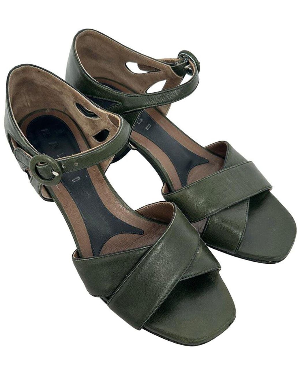 Marni Green Leather Block Heel (Authentic Pre-Loved)