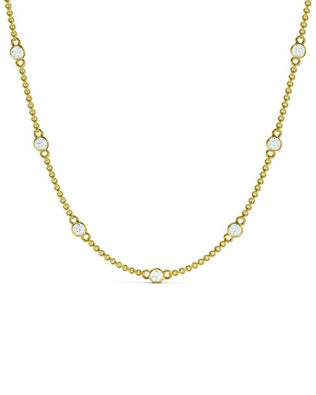 Lab Grown Diamonds Metallic 14K 0.25 Ct. Tw. Lab-Grown Diamond Station Necklace