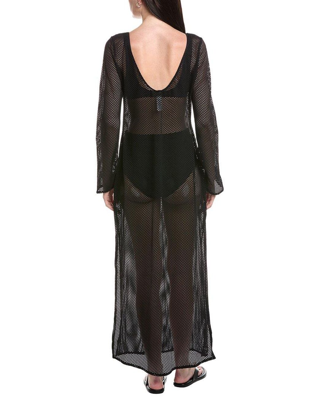 Sea Level Black Surf Mesh Cover-Up Long Dress