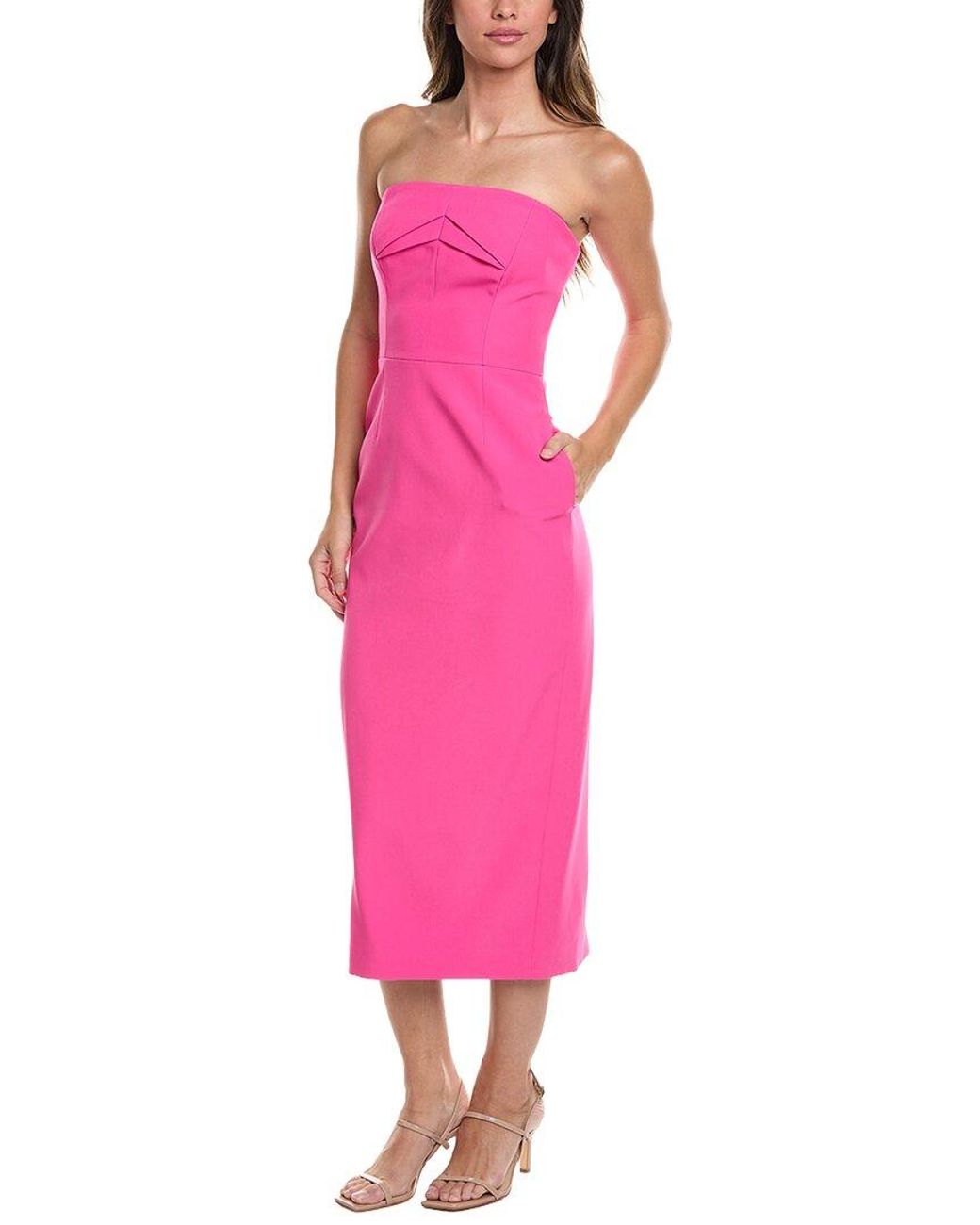 MILLY Pink Taylor Triangle Pleat Cady Dress