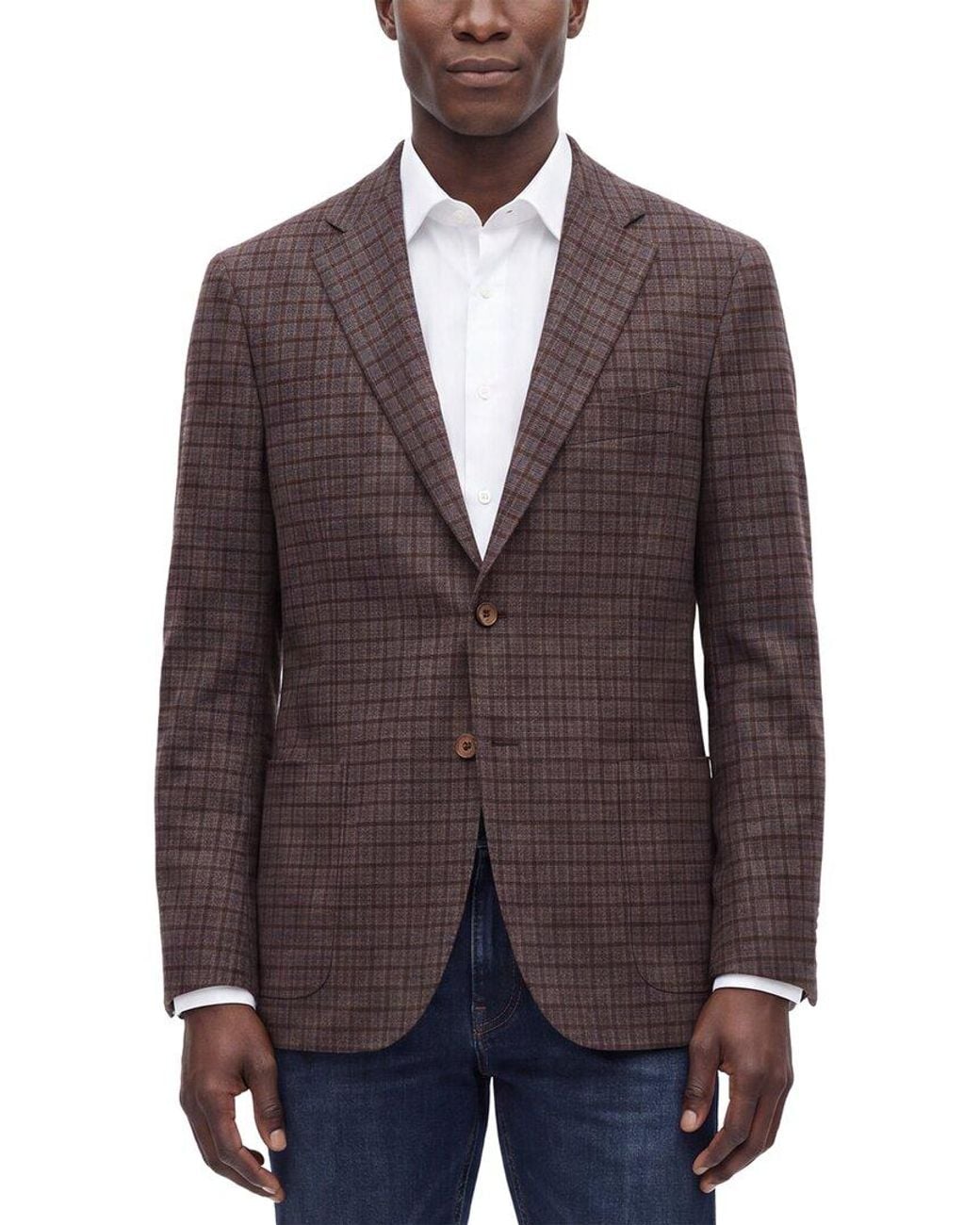 Corneliani Brown Cc Collection Road To Excellence Tattersall Check Wool & Angora- Blend Blazer for men