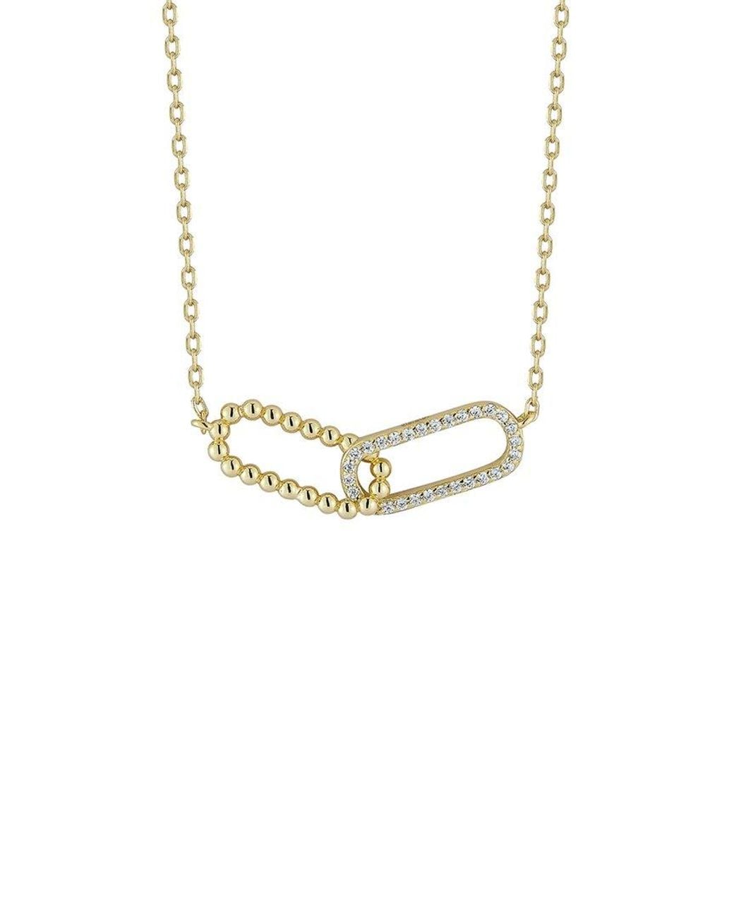 Glaze Jewelry Metallic 14K Plated Cz Double Link Necklace
