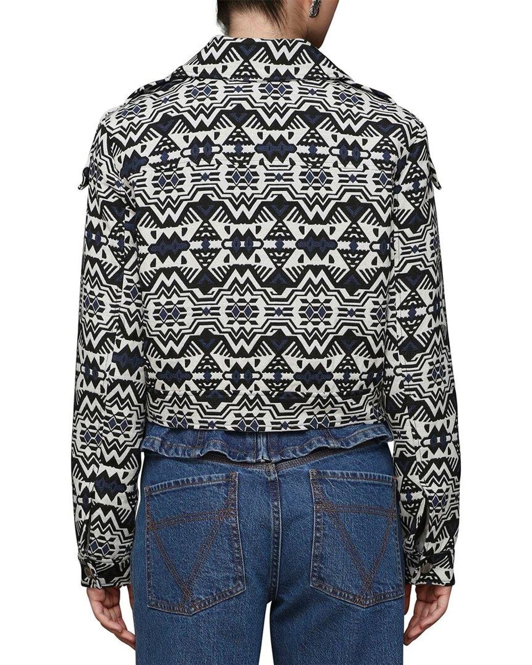 Avec Les Filles Blue Cropped Trucker Jacket