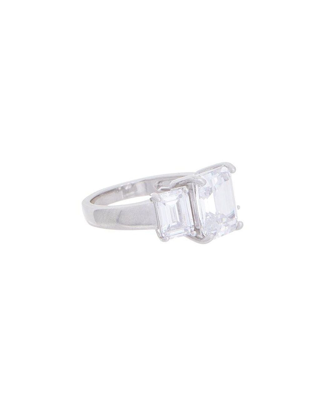 Savvy Cie White Cz Emerald-Cut Three-Stone Ring