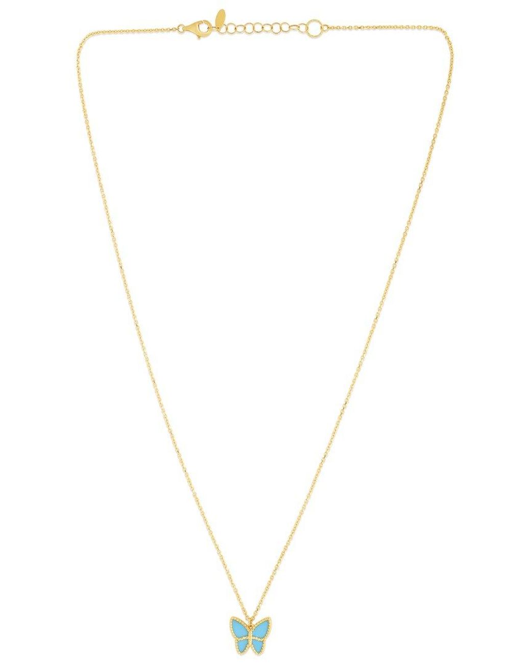 Italian Gold White 14K Butterfly Necklace