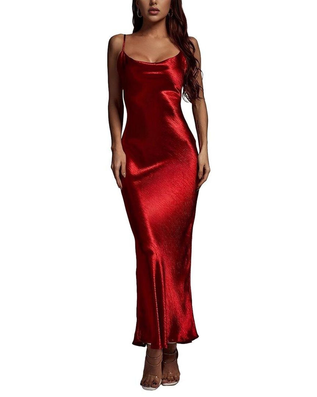 LOEY Red Embellished Maxi Dress