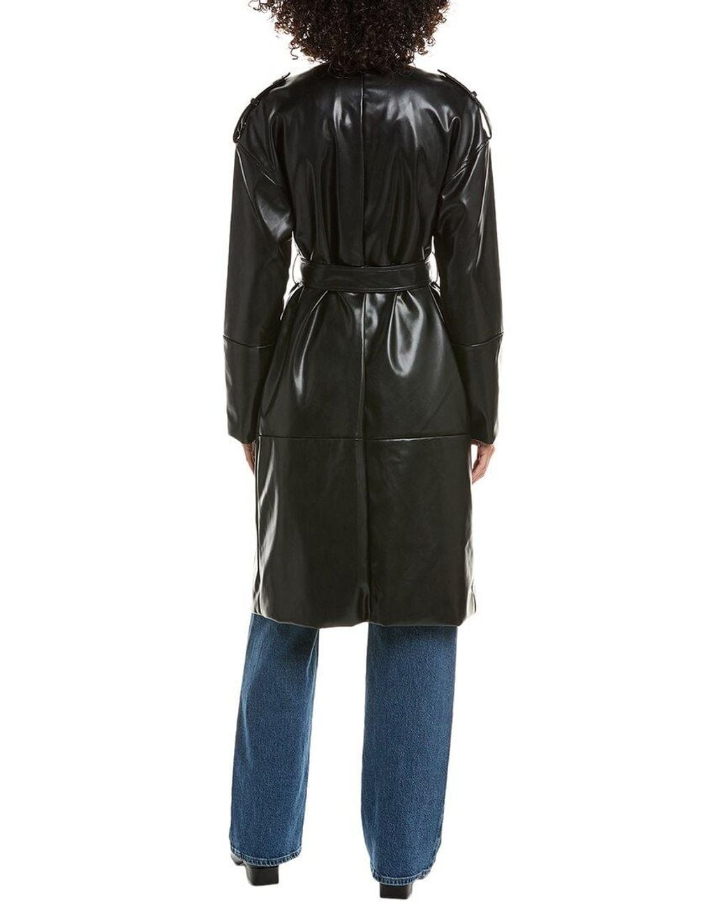 NVLT Black Vegan-Leather Trench Coat