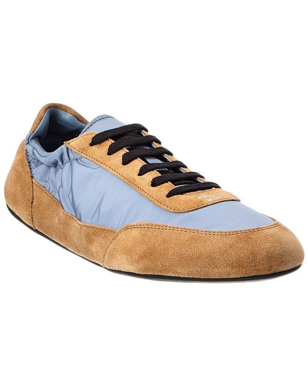 Prada Blue Collapse Re-Nylon & Suede Sneaker