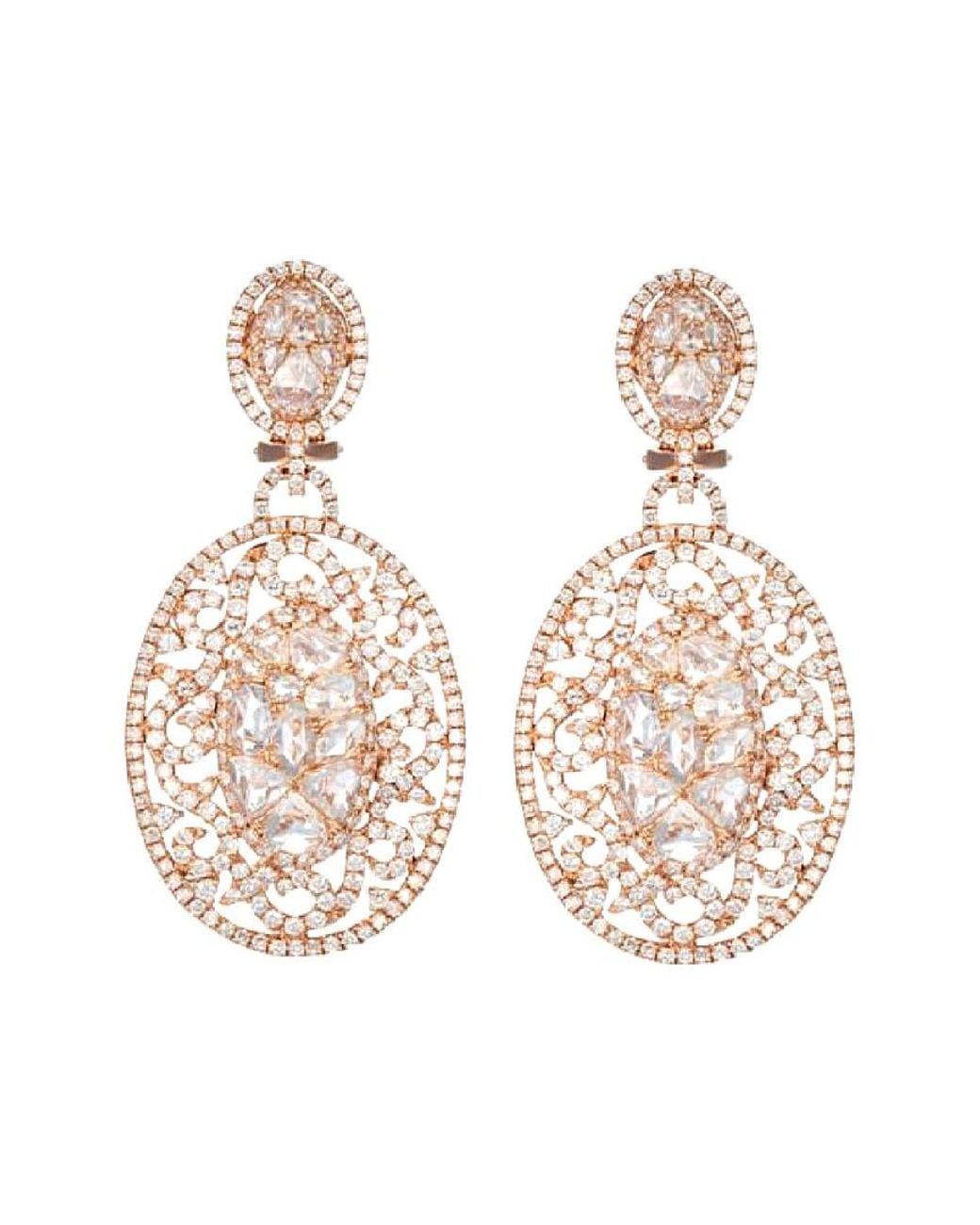 Diana M White Fine Jewelry 18k Rose Gold 8.05 Ct. Tw. Diamond Earrings