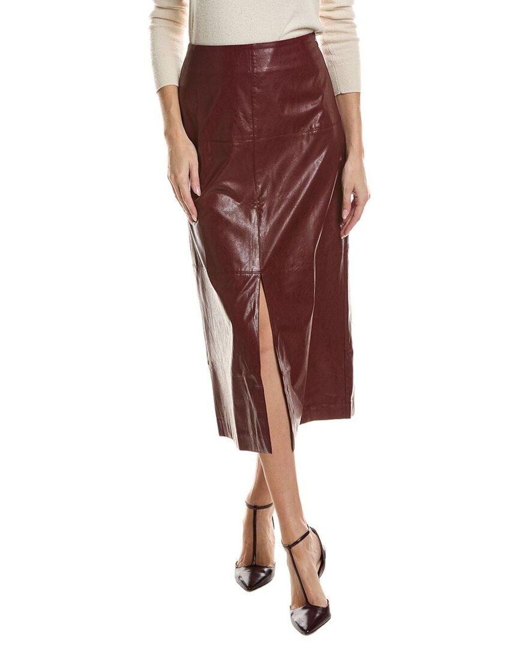 tyler boe Red Phoebe Vegan Leather Skirt
