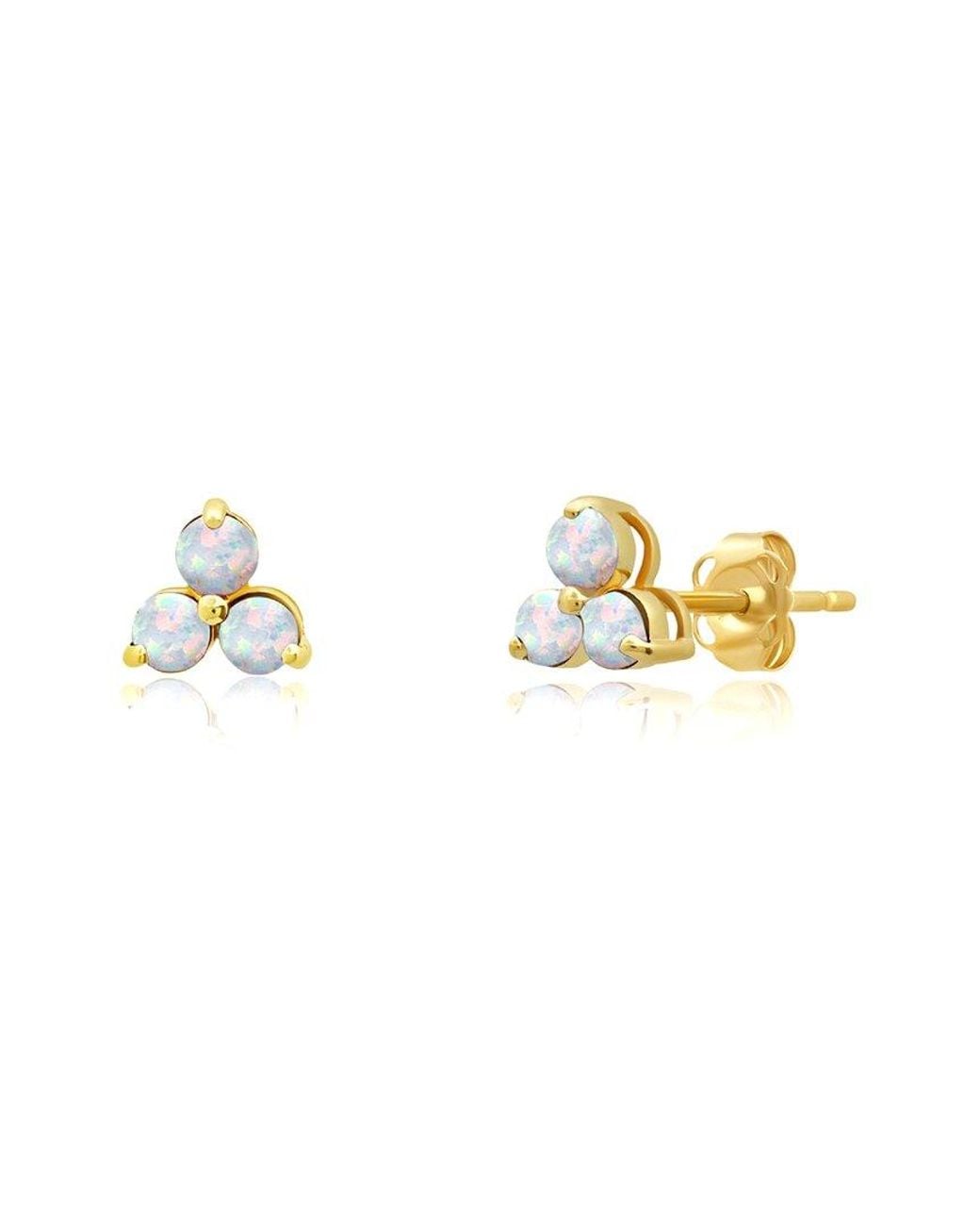 MaxColor Metallic 14K 0.20 Ct. Tw. Lab-Grown Opal Studs