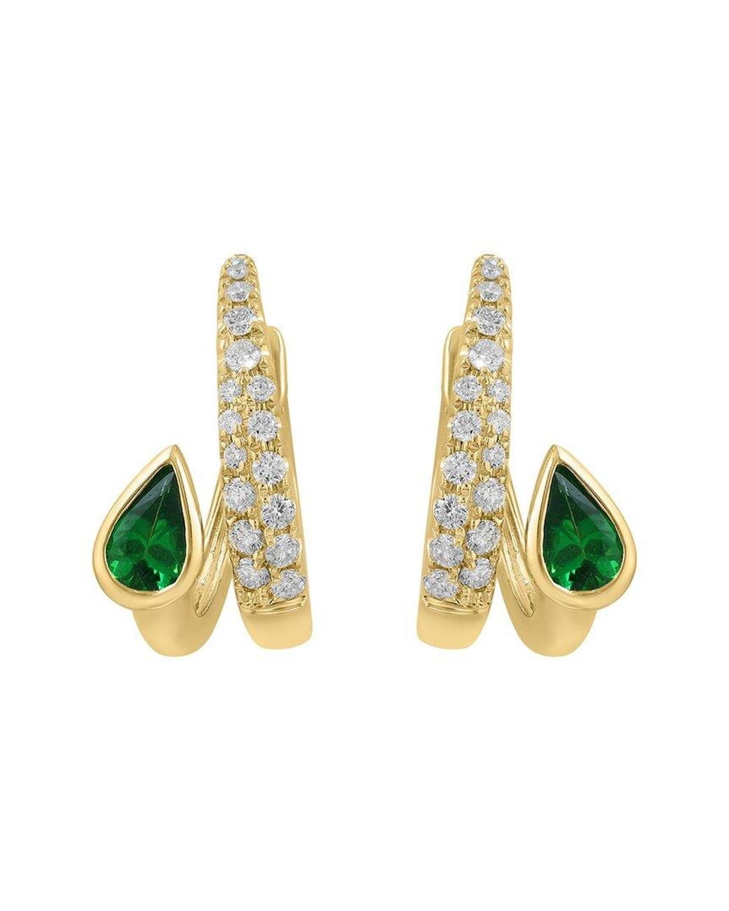 Effy Fine Jewelry Metallic 14K 0.70 Ct. Tw. Diamond & Tsavorite Earrings