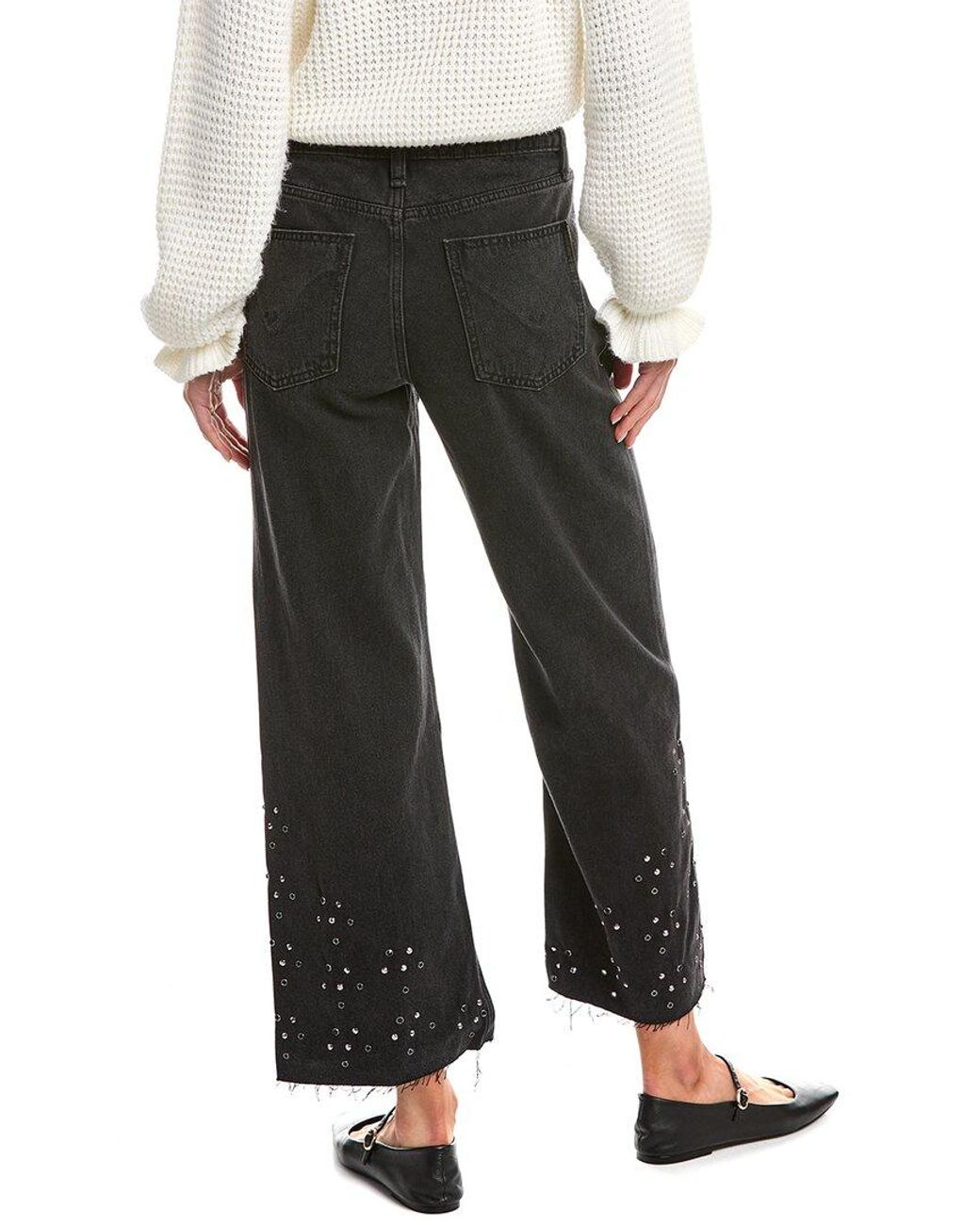Hudson Black Rosalie Glitter Wide Leg Jean