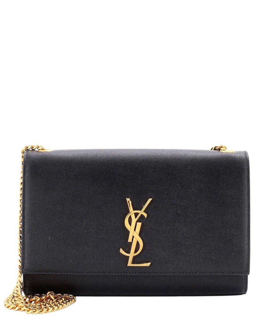 Saint Laurent Black Grainy Leather Classic Monogram Crossbody Medium (Authentic Pre-Loved)