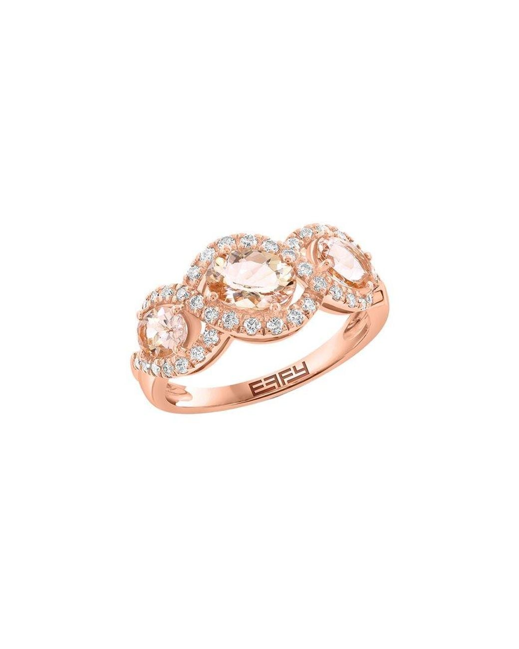 Effy Fine Jewelry White 14K Rose 1.74 Ct. Tw. Diamond & Morganite Ring