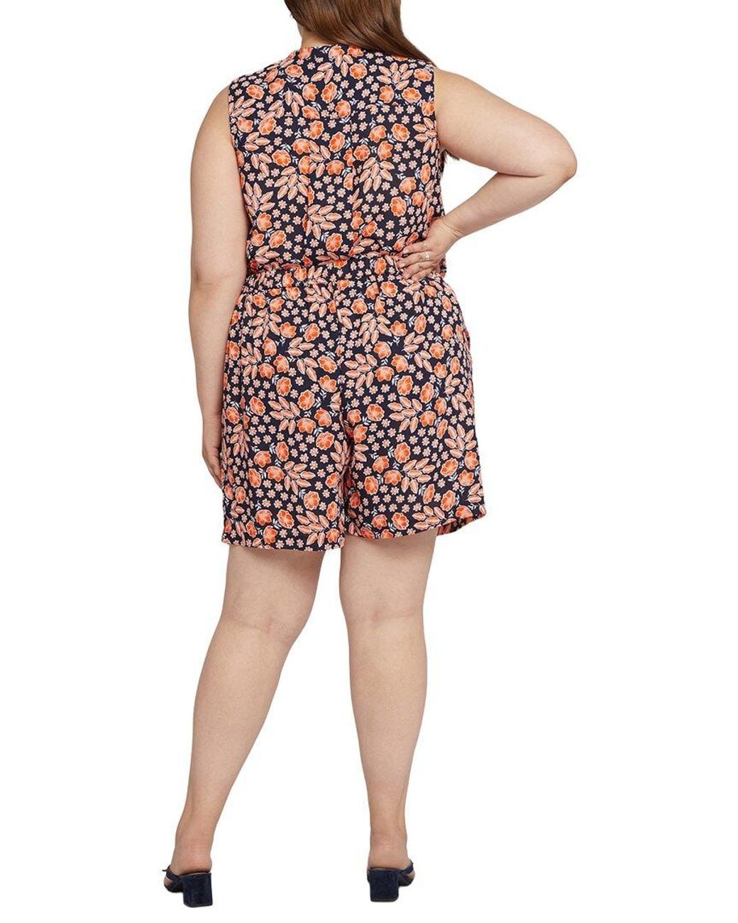 NYDJ Plus Mandarin Blouse & Short Set in Red | Lyst