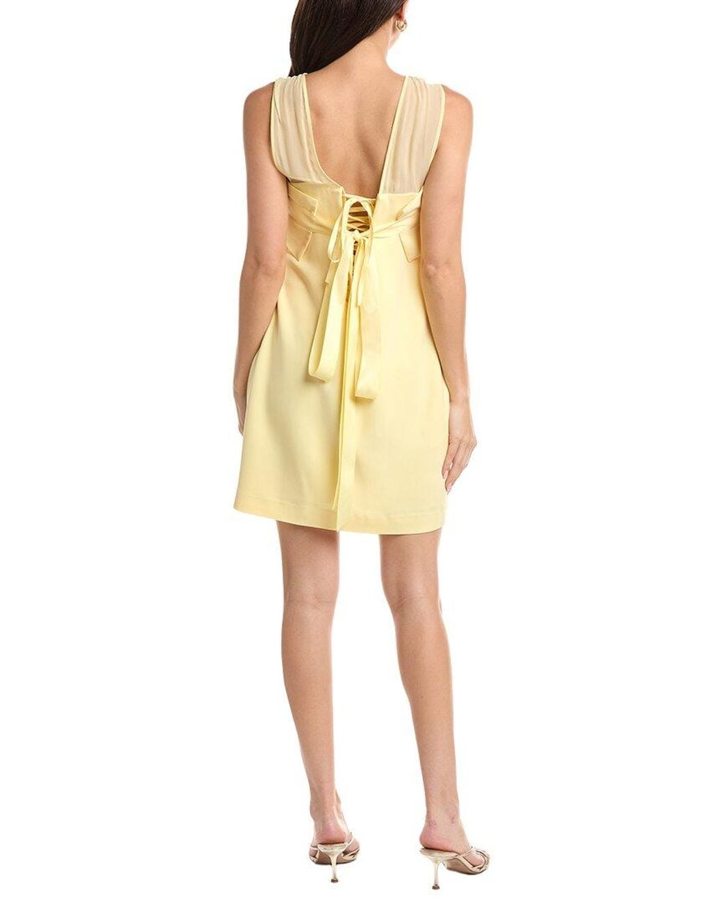 Reiss Yellow Liliana Lace Up Dress