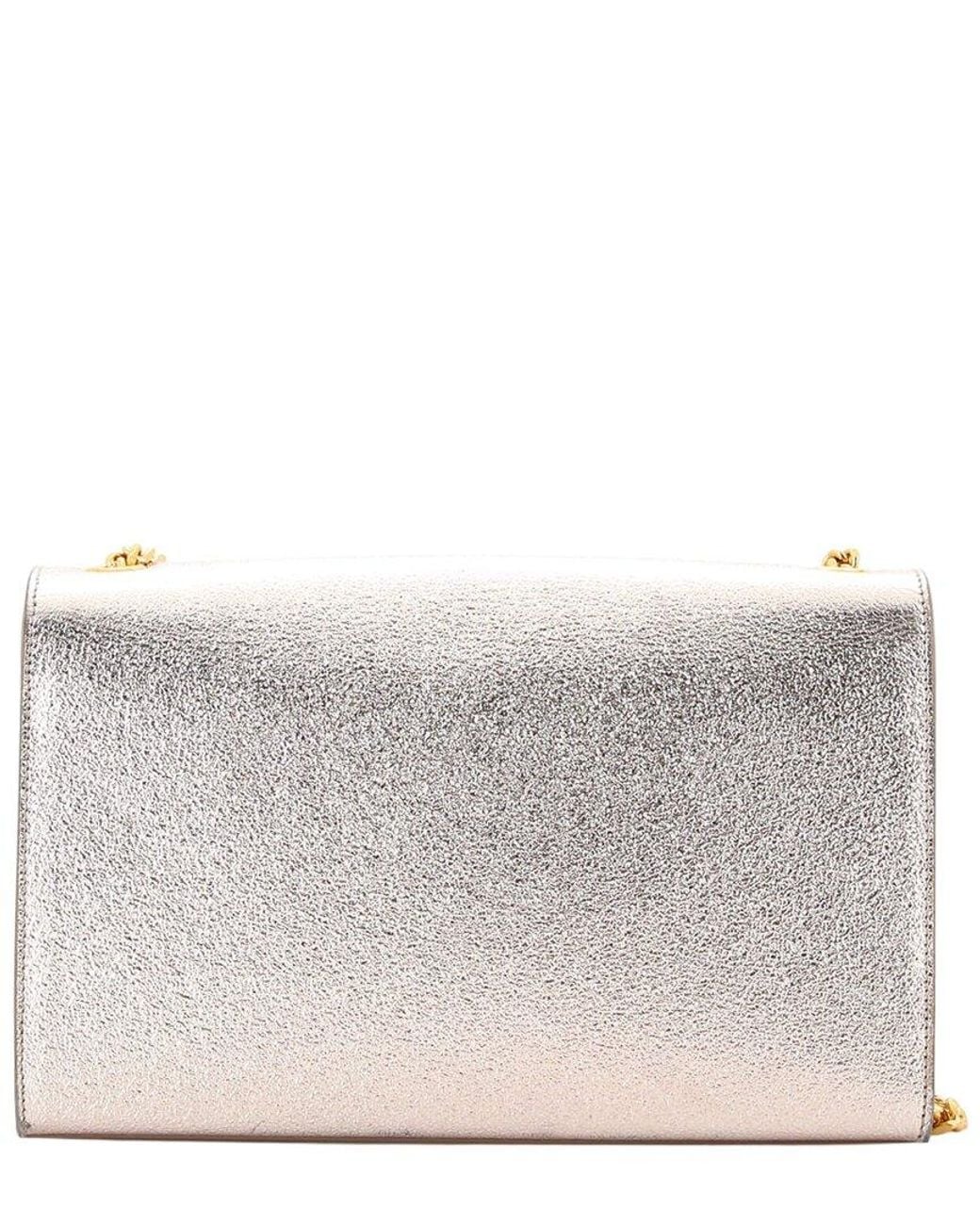 Saint Laurent Gray Metallic Sheep Leather Classic Monogram Stars Crossbody Medium (Authentic Pre-Loved)