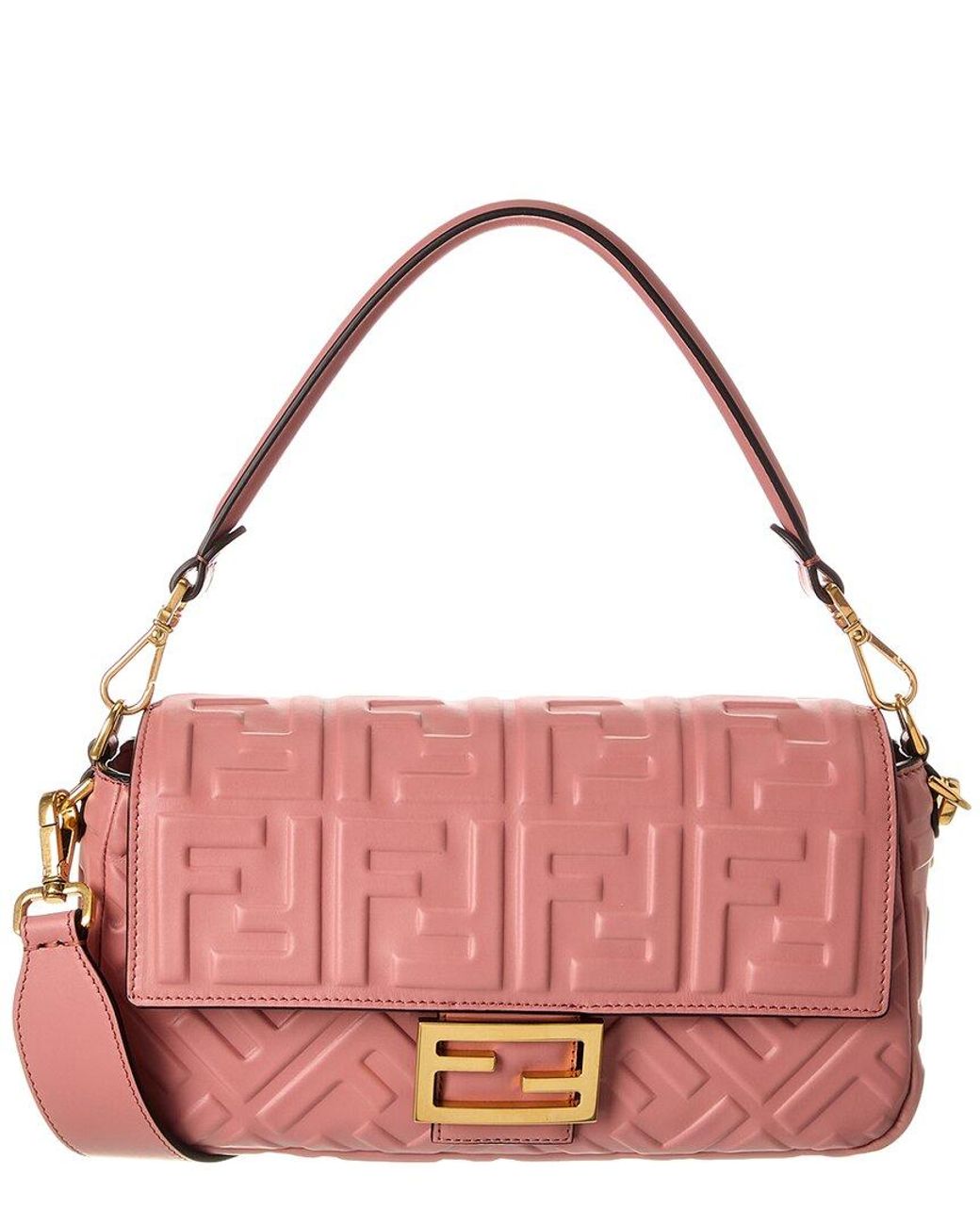 Fendi Pink Baguette Leather Shoulder Bag