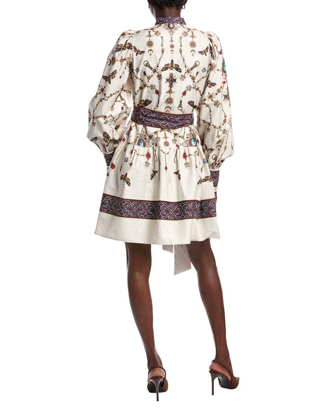 Marchesa White Printed Mini Shirtdress