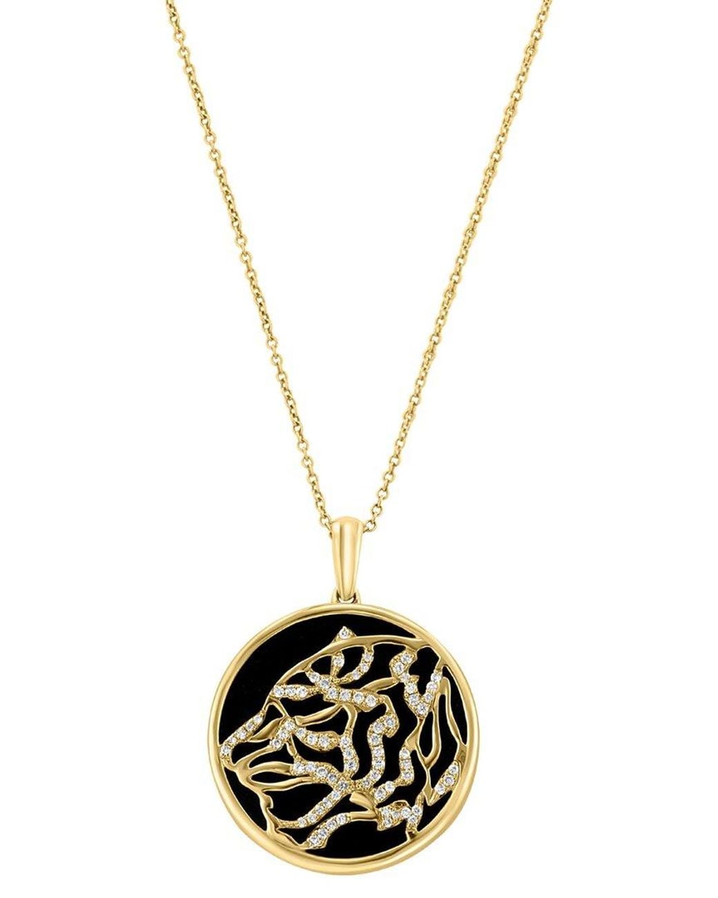 Effy Fine Jewelry Metallic 14K 13.57 Ct. Tw. Diamond & Onyx Necklace