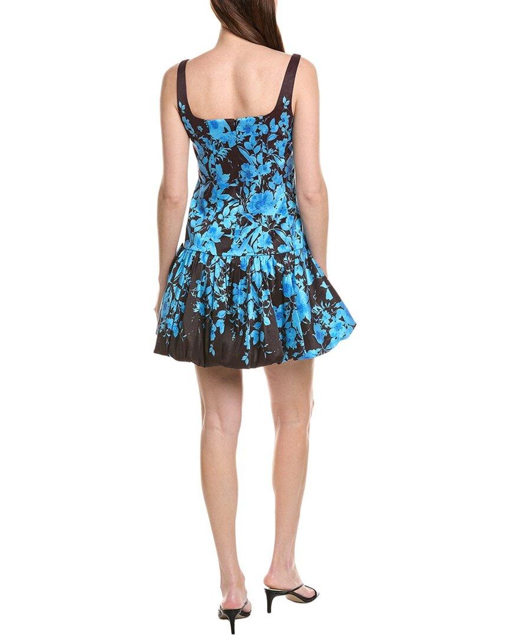 MILLY Blue Wylma Flower Fall Mini Dress